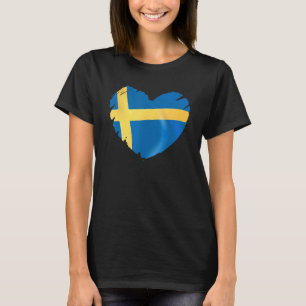 Schweden-Flagge über die Form des Herzens Schweden T-Shirt