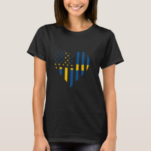 Schweden Flagge USA Herz Schwedischer Stolz Sverig T-Shirt