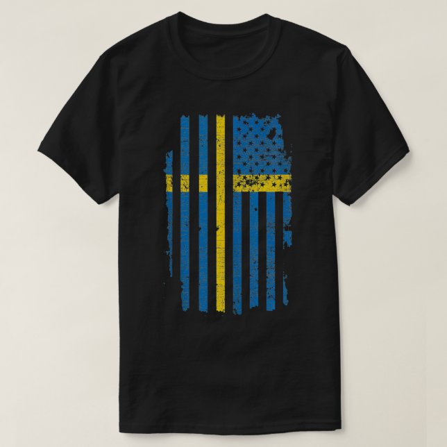 Schweden Flaggen Geschenke 4. Juli USA Flag Schwed T-Shirt (Design vorne)