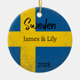 Schweden Flaggen-Ornament, Personalisiert Schweden Keramik Ornament