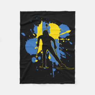 Schweden Flaggenbiathlonist - Schwedischer Biathlo Fleecedecke