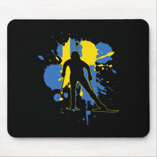 Schweden Flaggenbiathlonist - Schwedischer Biathlo Mousepad