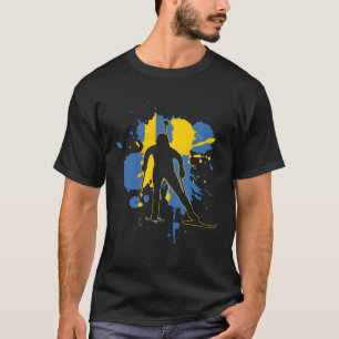 Schweden Flaggenbiathlonistin Schwedische Biathlon T-Shirt