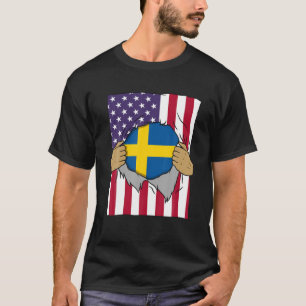 Schweden Flaggenblut in mir Zuhause Pride Schwedis T-Shirt