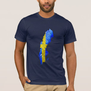 Schweden Flaggenfarben Karte T-Shirt
