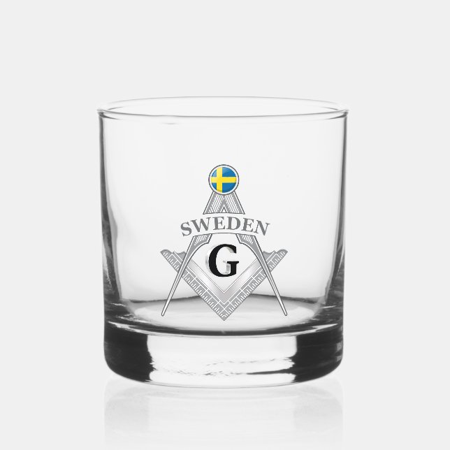 Schweden Freimaurerei Zeichen Whiskyglas (Vorderseite)
