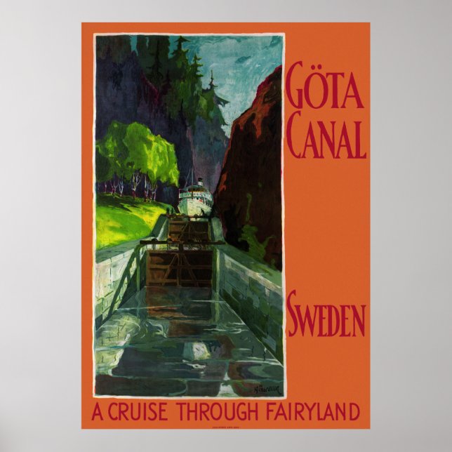 Schweden Göta Canal Vintage Reiseplakat wiederherg Poster (Vorne)