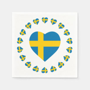 SCHWEDEN-HERZ-FORM-FLAGGE SERVIETTE