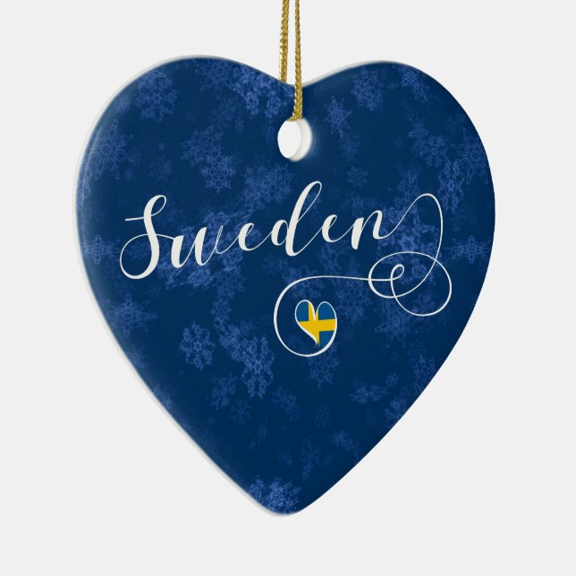Schweden Herz, Weihnachtsbaumschmuck, Schwedisch Keramik Ornament (Rechts)