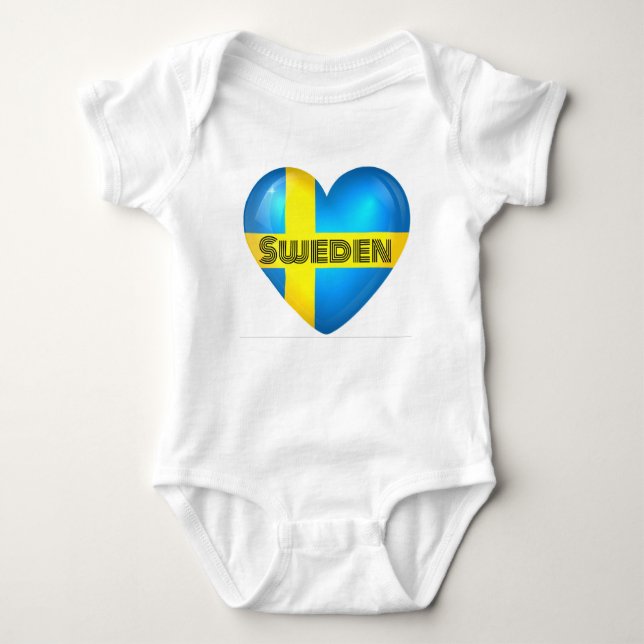 Schweden Herzenflagge Baby Strampler (Vorderseite)