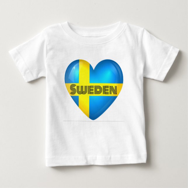 Schweden Herzenflagge Baby T-shirt (Vorderseite)