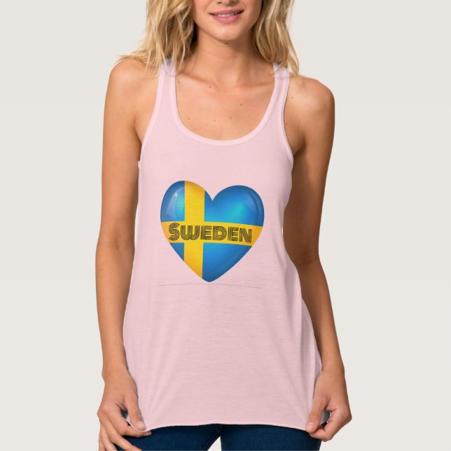 Schweden Herzenflagge Tank Top (Vorderseite)