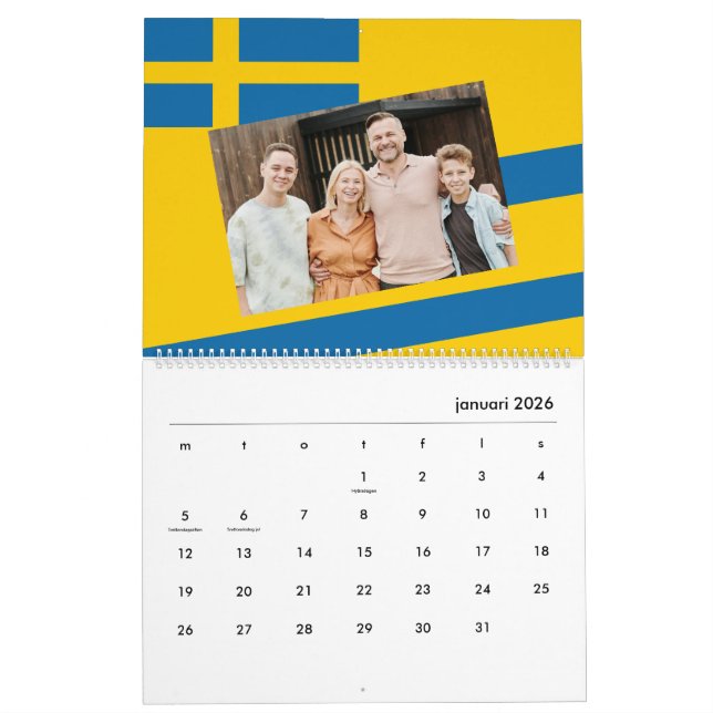 Schweden | Hinzufügen Ihres Fotos Schwedische Flag Kalender (Jan 2026)