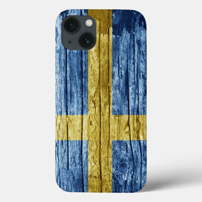 Schweden Holzflagge Case-Mate iPhone Hülle (Rückseite)