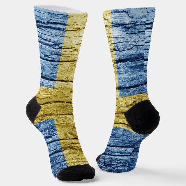 Schweden Holzflagge Socken (Gewinkelt)