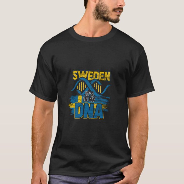 Schweden Hoodie Sverige Dna Schwedische Flagge T-Shirt (Vorderseite)