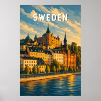 Schweden Illustration Reise Kunst Vintage