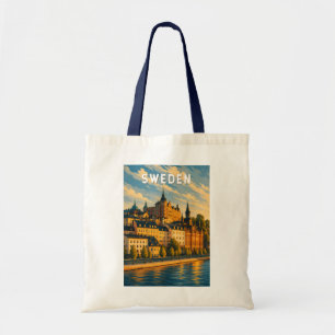 Schweden Illustration Reise Kunst Vintage Tragetasche