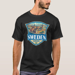 Schweden Illustration Retro-Abzeichen T-Shirt
