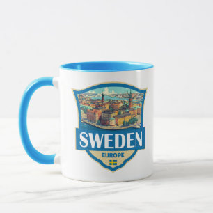 Schweden Illustration Retro-Abzeichen Tasse