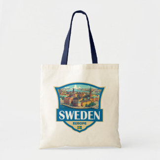 Schweden Illustration Retro-Abzeichen Tragetasche