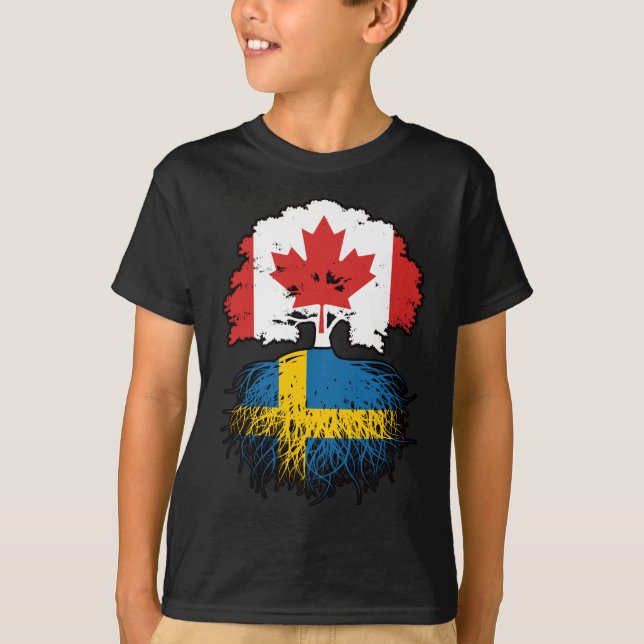 Schweden Kanadisches Tree-Roots-Flag T-Shirt (Vorderseite)