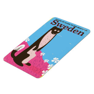 Schweden Karikatur Vintage-Reiseposter Magnet