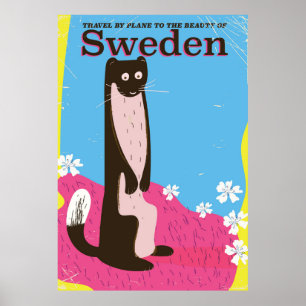 Schweden Karikatur Vintage-Reiseposter Poster