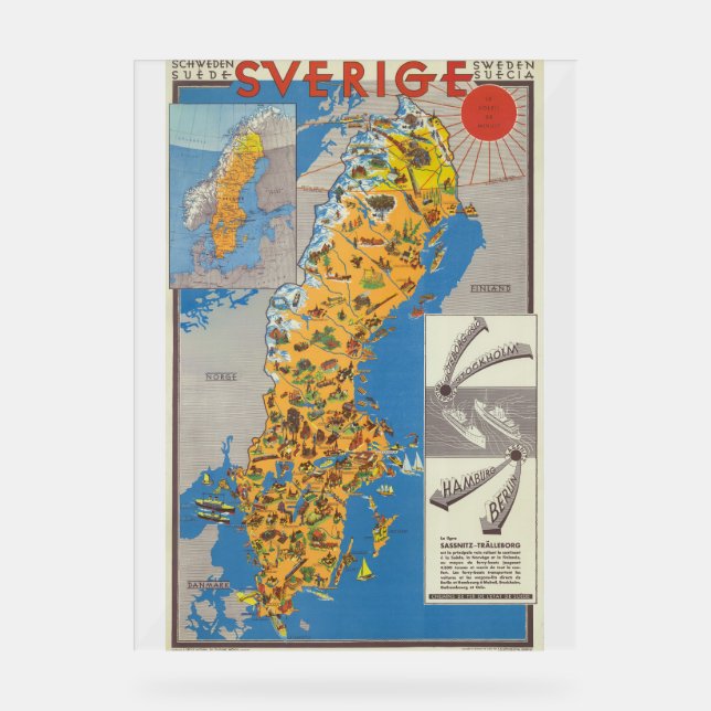 Schweden Karte Acrylschild (Vorderseite)