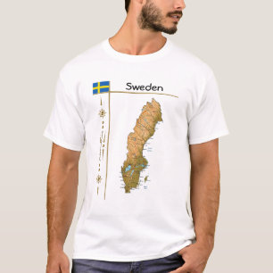 Schweden Karte + Flagge + T - Shirt