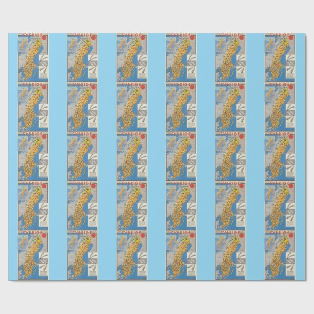 Schweden Karte Geschenkpapier (Flach)