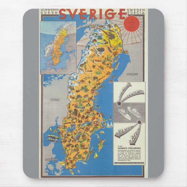 Schweden Karte Mousepad (Vorne)