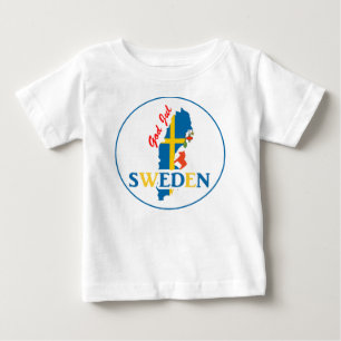 Schweden-Karten-Flagge und Gott Jul Baby T-shirt