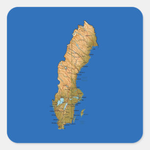 Schweden-Kartenaufkleber Quadratischer Aufkleber