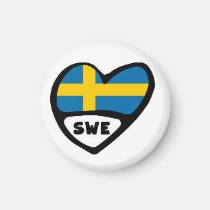 Schweden Ländercode Flaggenherz, SWE Magnet