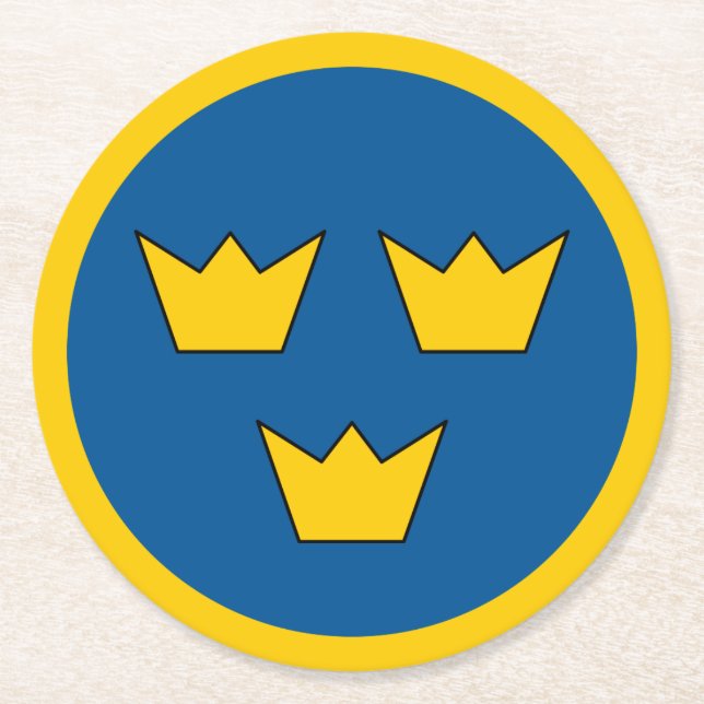 Schweden Landesflagge Runde Symbol Armee nati Runder Pappuntersetzer (Vorderseite)
