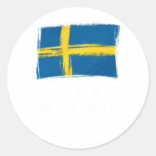 Schweden Liebe Basketball Runder Aufkleber