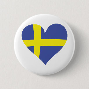 Schweden-Liebeherz - schwedische Flagge Button