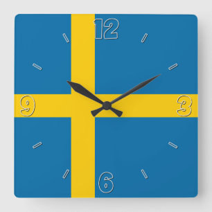 Schweden National Flag Patriotic Quadratische Wanduhr