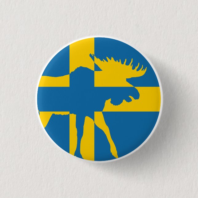 Schweden: Nationale schwedische Tierflagge Button (Vorderseite)