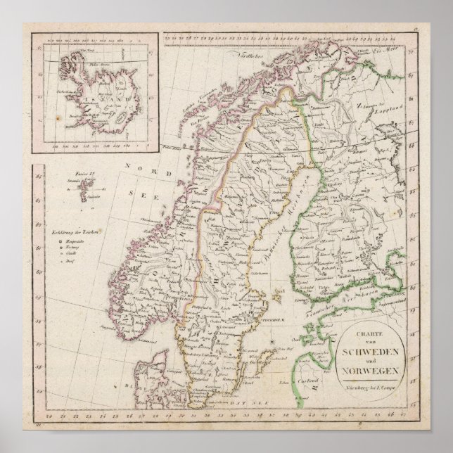 Schweden, Norwegen, Island Poster (Vorne)