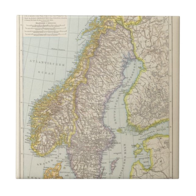 Schweden, Norwegen - Schweden und Norwegen-Karte Fliese (Vorderseite)