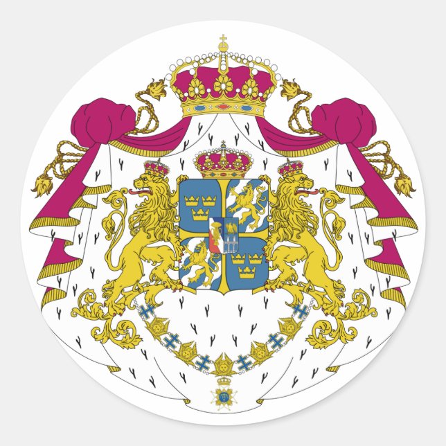 Schweden - Offizielles Wappen-Symbol Runder Aufkleber (Vorderseite)