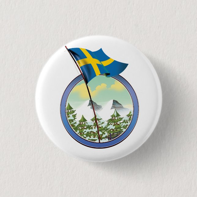 Schweden Retro-Logo Button (Vorderseite)