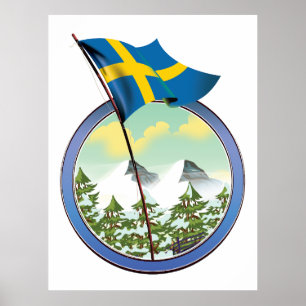 Schweden Retro-Logo Poster