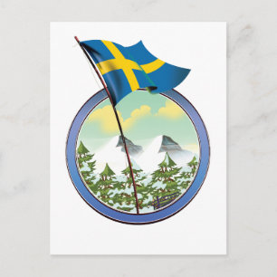 Schweden Retro-Logo Postkarte