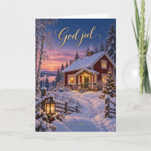 Schweden Rotes Haus Frohe Weihnachten