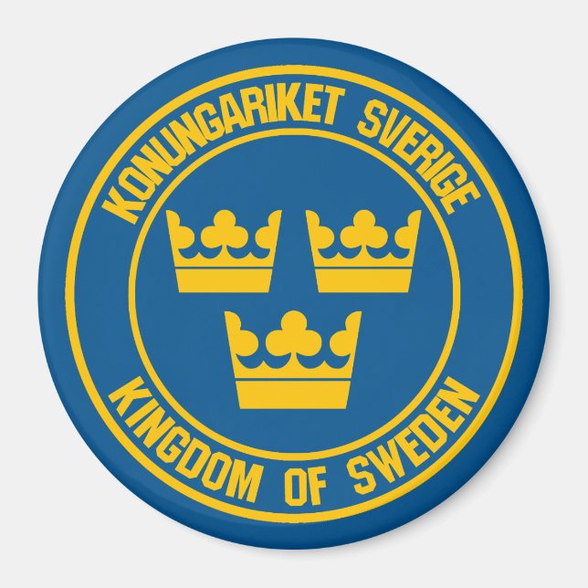 Schweden Runde Emblem Magnet (Vorne)