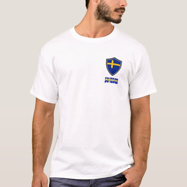 Schweden Schildflagge T - Shirt (Vorderseite)