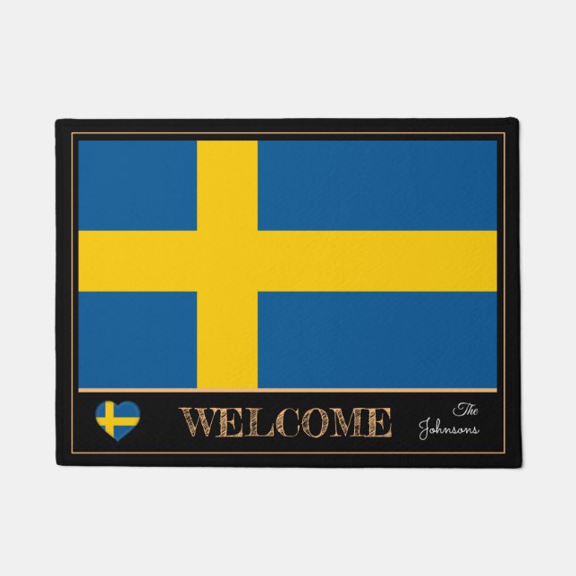 Schweden & Schweden Flag House Matts/Sport Willkom Fußmatte (Vorderseite)